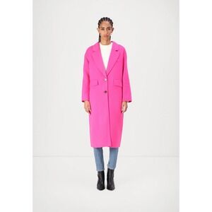 NWT American Vintage Pink Long Wool Double Breasted Coat Minimalist Professional